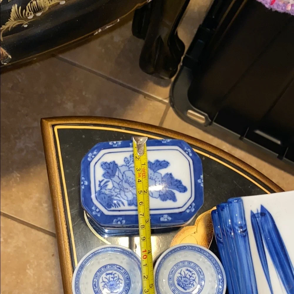 BX50 Vintage Oriental Blue and White Porcelain Dining Set